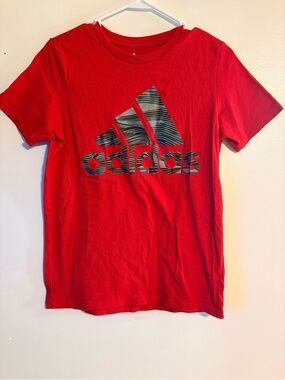 adidas Red Tee with Black Wave Logo